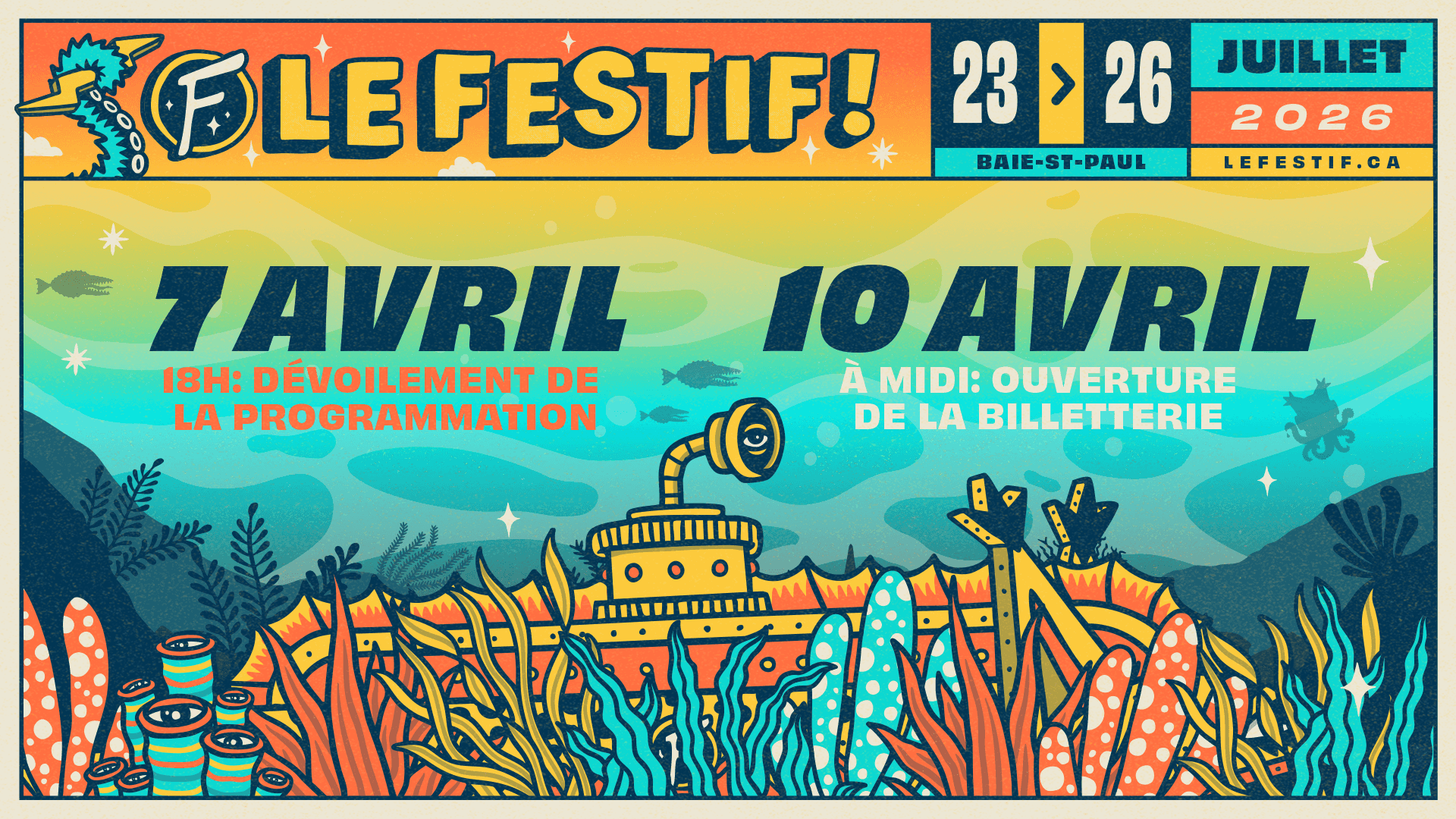 Dévoilement de la programmation le 7 avril 2026.